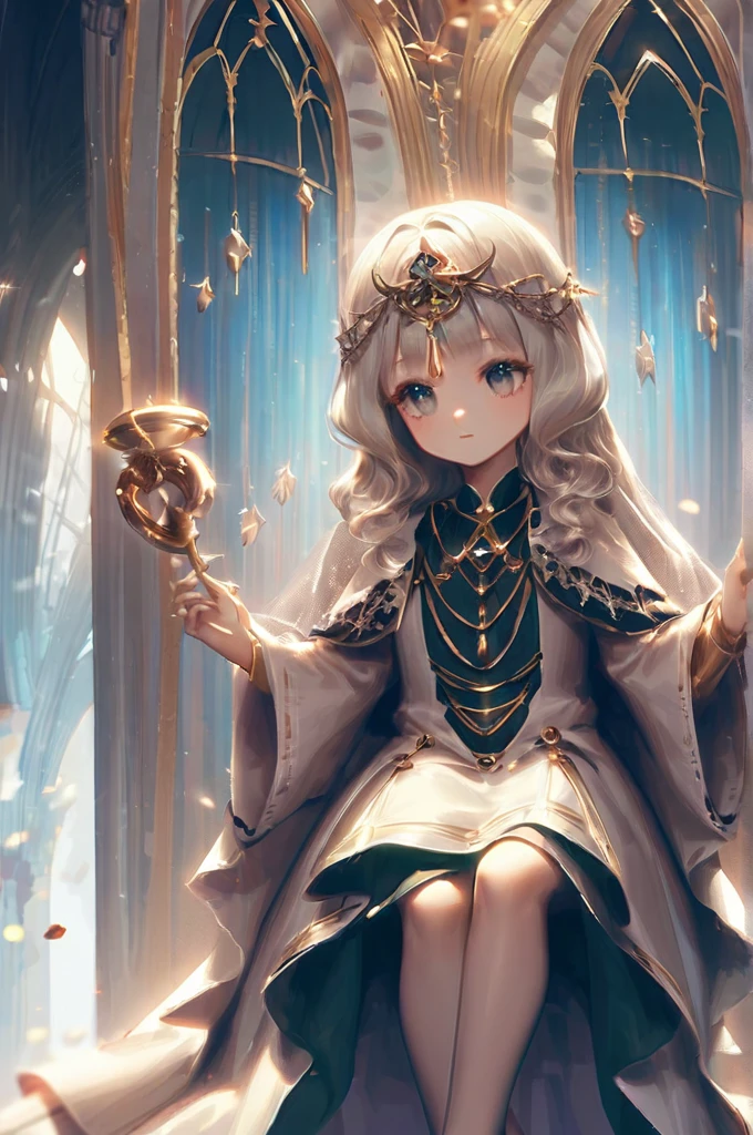 ((Лучшее качество)), ((шедевр)), (подробный), Aglise, her appearance resembled a -year-oirl. was dressed in monastic clothes, and her feet were bare, and there was a bandage on her onyx eyes. her gaze was not meant for the mortal world, as soon as she looked at something or someone, everything died. She was the young goddess of death. Because of her young age, she was interested in the mortal world and decided to explore it.