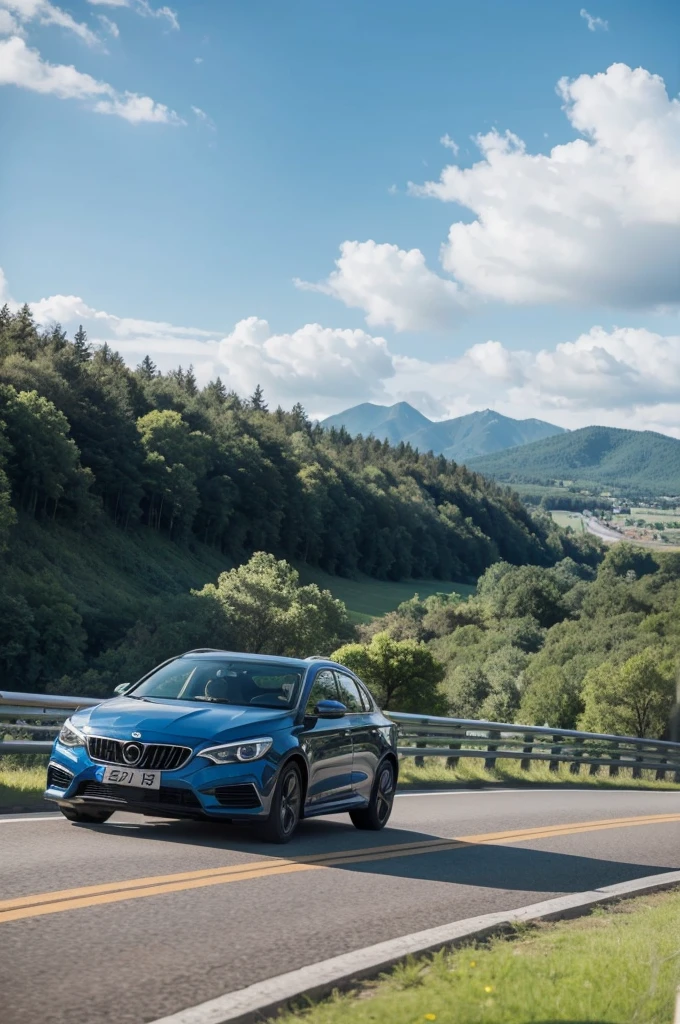 Beautiful roadside scenery,Close-up sense of speed,The car starts running,Picture with speed