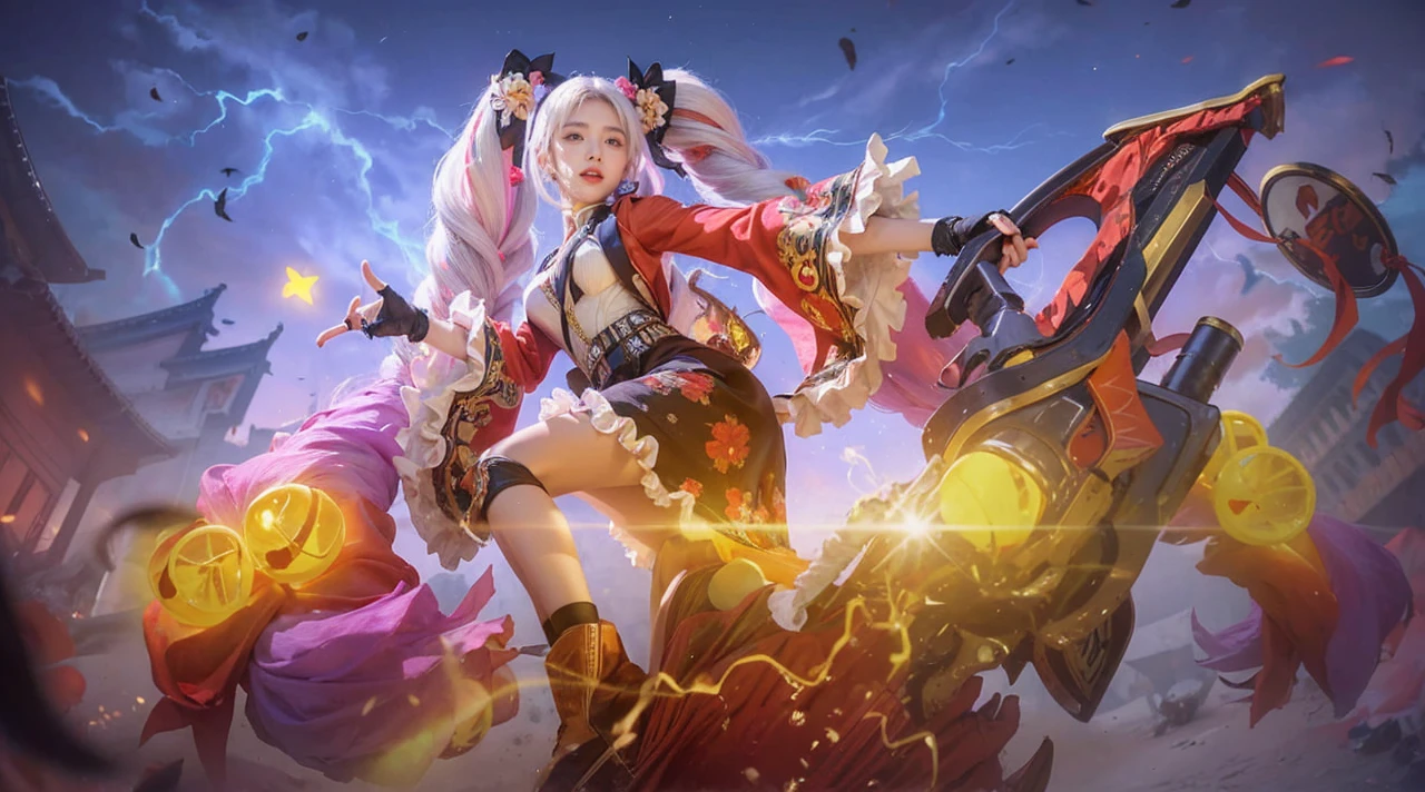 21yo girl, Arafad woman with long white hair sitting on the beach, Portrait of Korean female idol,