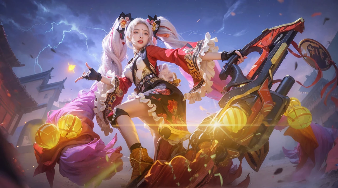 21yo girl, Arafad woman with long white hair sitting on the beach, Portrait of Korean female idol, 
