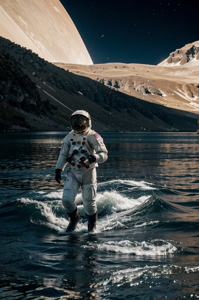 Astronaut walking on water