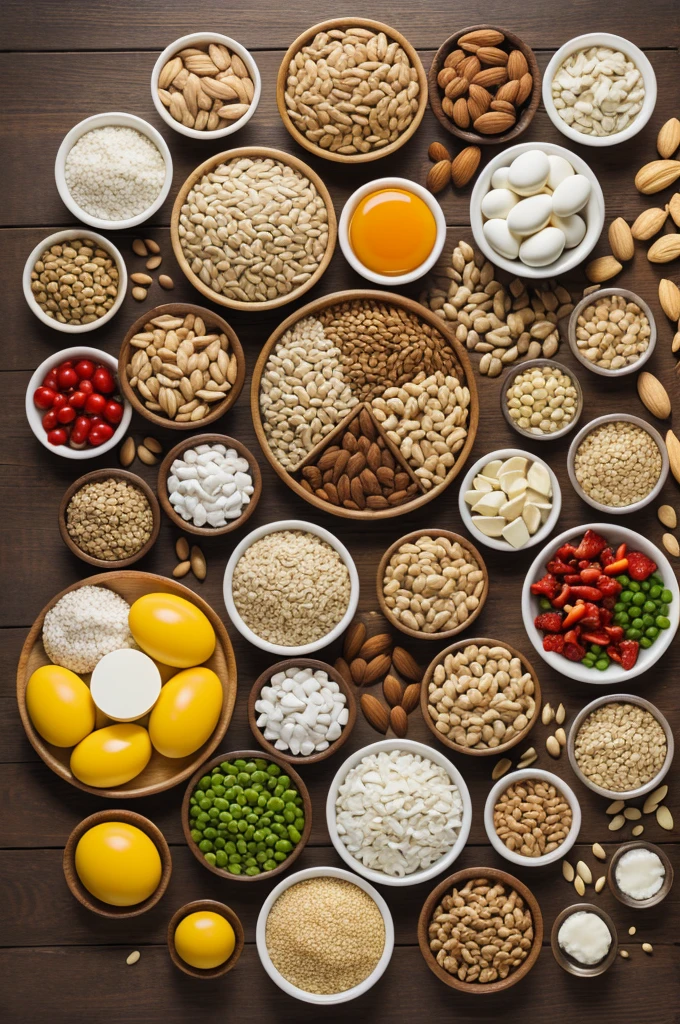 Teaching media: Food Wheel, Group 1: Proteins include meat, fish, eggs, milk, nuts.