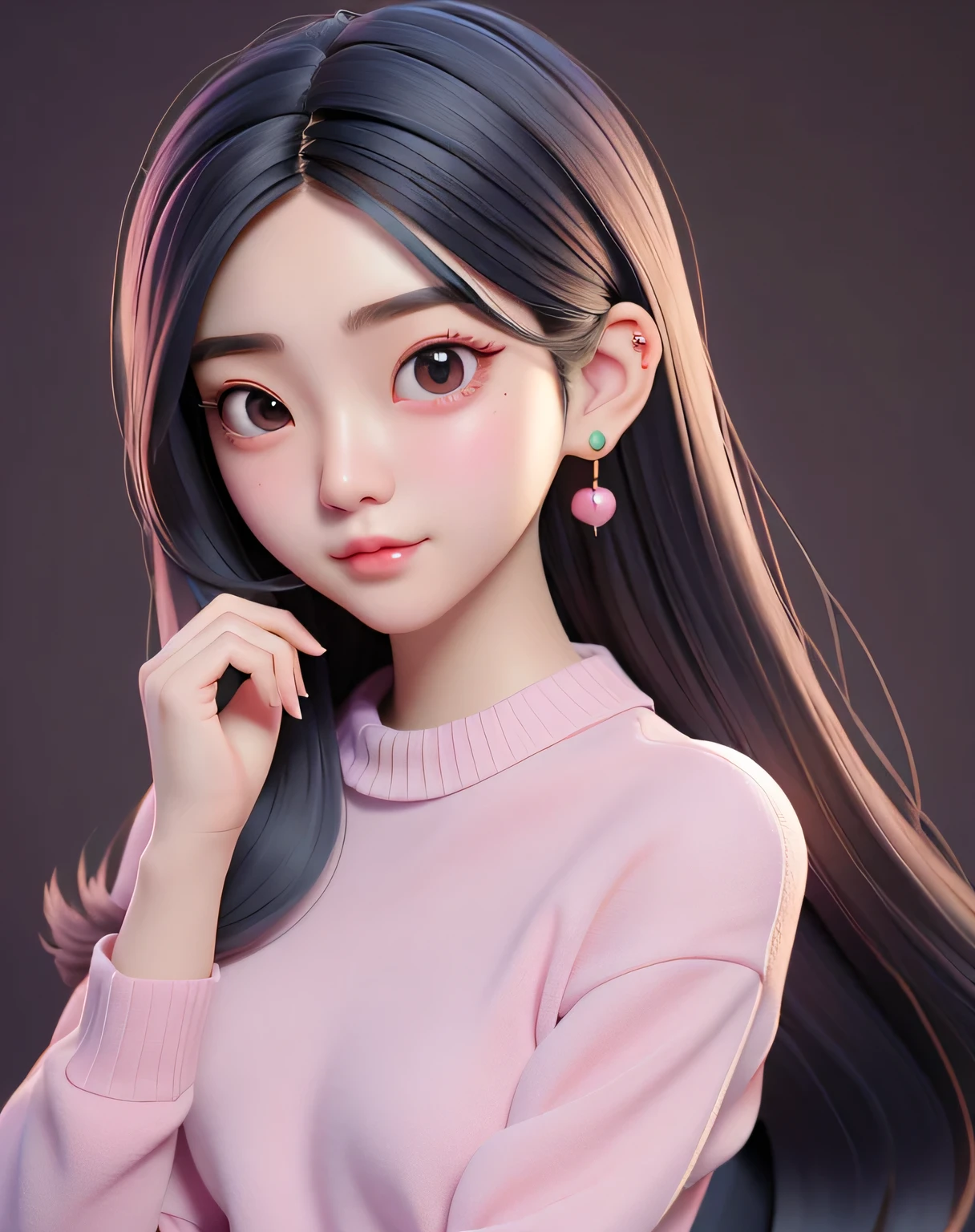 arafed asian woman with long hair and blue sweater posing for a picture, ruan cute vtuber, girl cute-fine-face, 🤤 girl portrait, young cute wan asian face, young and cute girl, with cute - fine - face, ulzzang, dilraba dilmurat, she has a cute face, cute kawaii girl