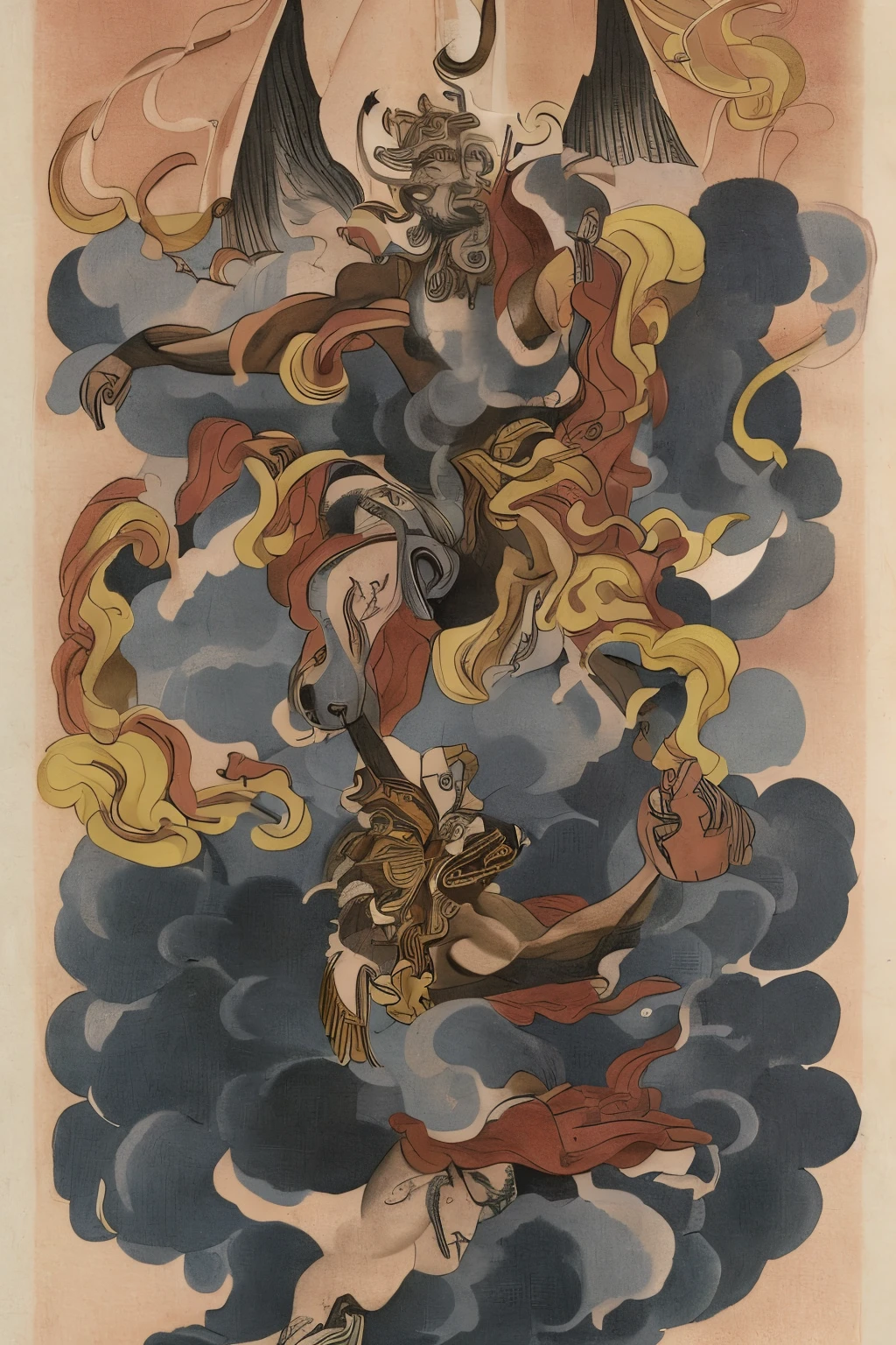 Create a tattoo for me with the following descriptions: An Olympic stadium in the clouds, with statues of Greek gods in the background. Zeus doing a dunk in basketball, surrounded by lightning. Hermes flying with his winged sandals, trying to stop Zeus. Zeus’s lightning, wind around Hermes, clouds all around. Classic Greek style, with details of divine powers. Arm.