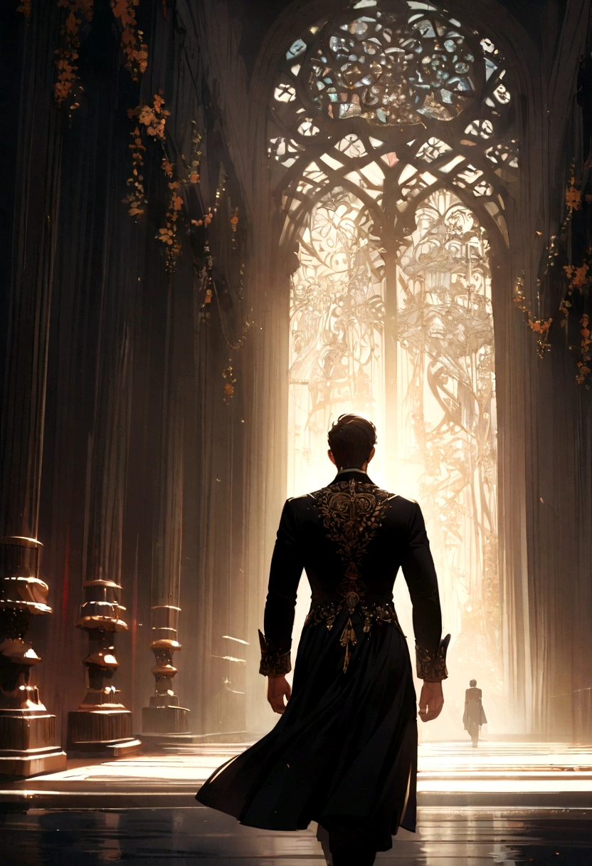 male, walking, Back view, Cinematic