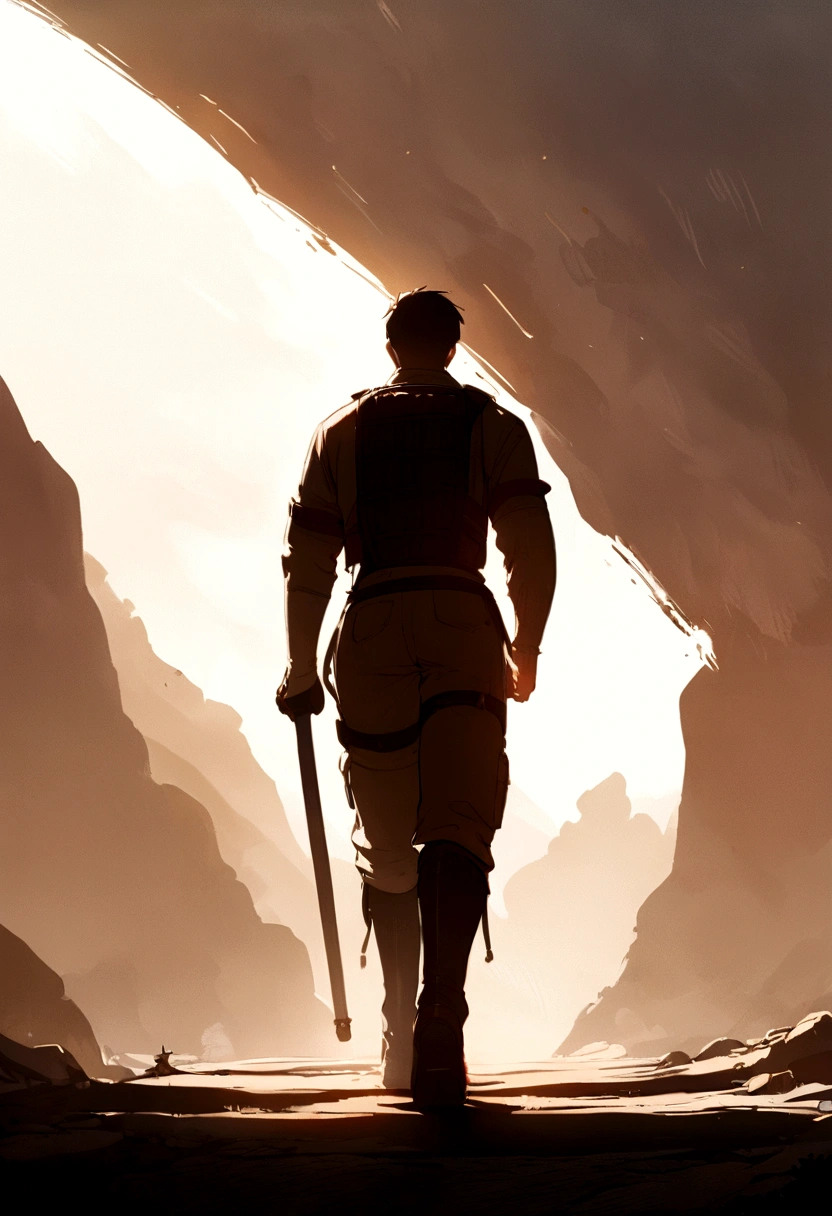male, walking, Back view, Cinematic
