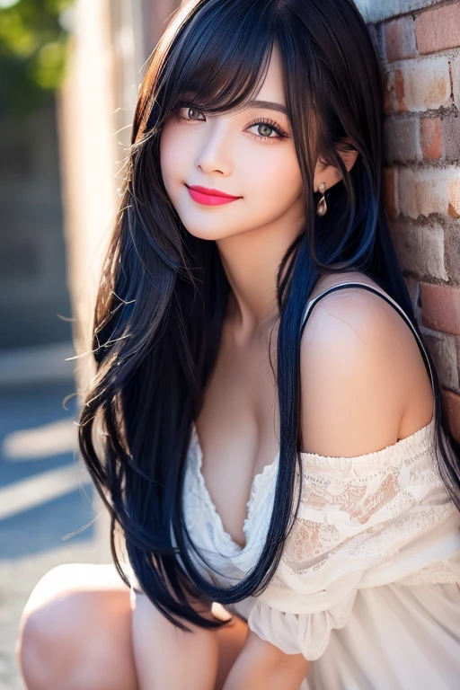 ((Real women)), Black Hair、folder、Round eyes、False eyelashes、Light wavy hair, correct、Darker lipstick、Striped Hair、Brown Hair、Red Hair、Blue Hair、(Dark blue hair)、(Gradient Hair)、Asymmetrical Hair、Hair behind the ear、Crossed bangs、Long Hair、とてもLong Hair、Straight bangs、Smooth, silky hair、Hair up on one side、とんでもなくLong Hair、Valletta、Light brown eyes、Ring Eye、Round eyes、Compensate、Wicked Smile、A light smile、Surrealism、Cast a Shadow、Anaglyph、Stereogram、Character Portrait、Subjective、Atmospheric perspective、Film Grain、Backlight、Exposure、Lens flare、、最high quality、超High resolution、超High resolution、Very realistic, masterpiece、correct、Textured skin、high quality、最high quality、Awards、32k, 髪のfolder、A light smile、Redness in the ears、correct、Subjective、Shine、360° View、Very detailed、超High resolution、解剖学的にcorrect、masterpiece、Emphasize the chest、High resolution、、High detail、Long eyelashes、A slight blush、Compensate, ((Full Body Shot))、Various poses、Shooting from a distance、