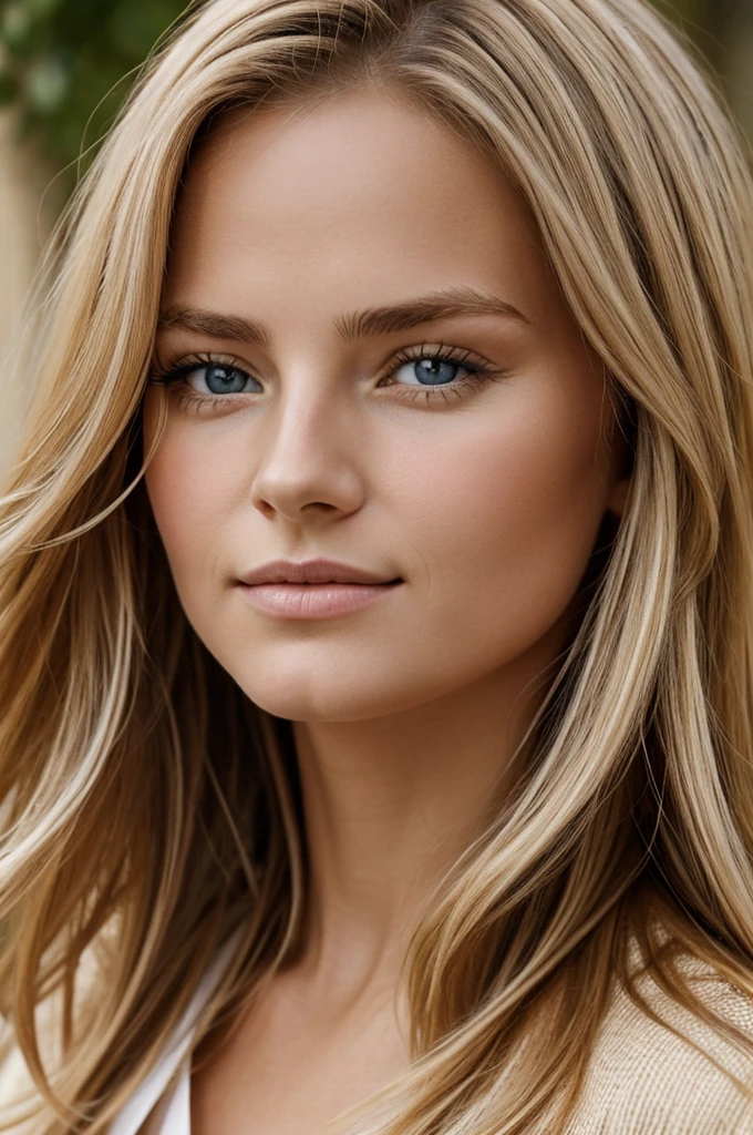 Fille blonde au yeux marrons richement Habiller,qui dévisage 