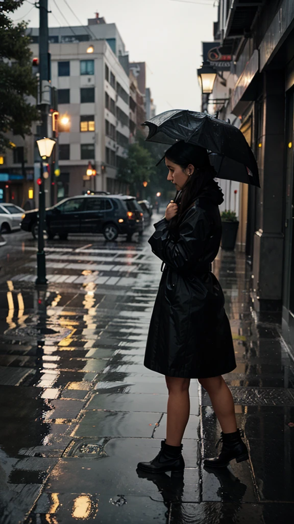 City of night　Rain falling on the sidewalk