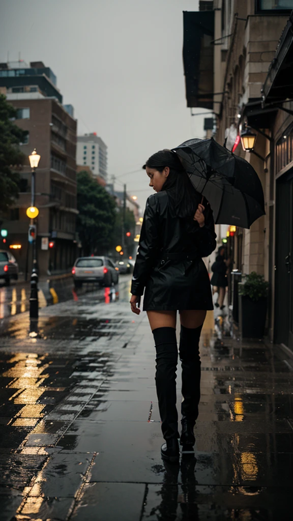 City of night　Rain falling on the sidewalk
