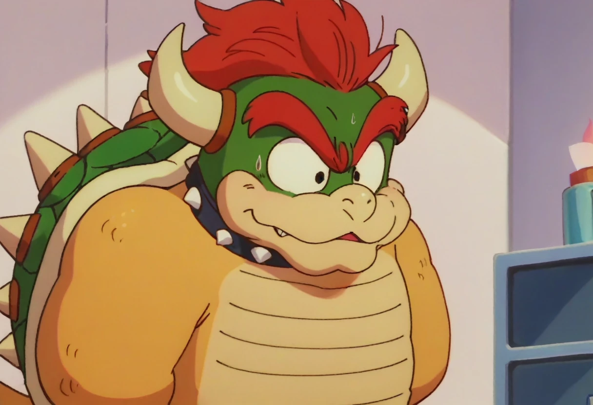anime screencap,drgbls1, solo, Bowser, male,score_9, score_8_up, score_7_up, score_6_up.castle, upper body, hands behind back, buisness suit, office building,