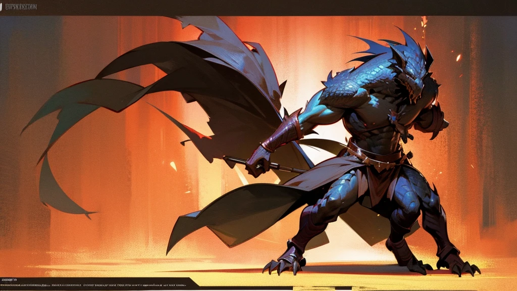 full body shot of a black dragonborn barbarian from dungeons and dragons, cinematic, 