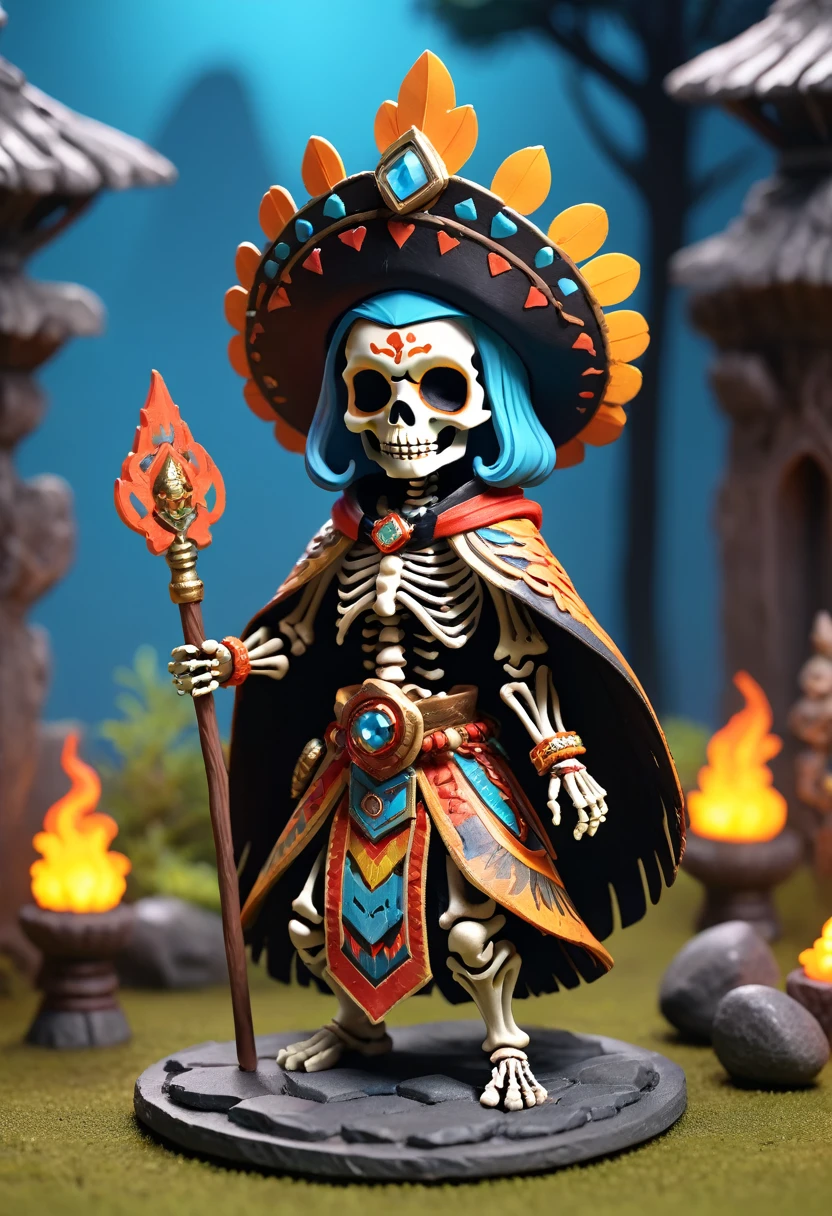 Esbian all over、Cool Skeleton、Pop Skeleton、Villain、Diorama、Simple Background、Shaman、National costume、Best Quality, Capture the cutest moments, Depth of written boundary, Super detailed, Ultra-high resolution, Octadale, 8k, 16km race