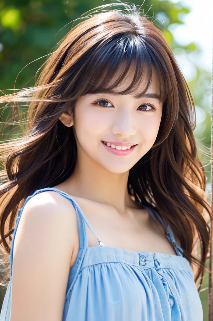 Image resolution 8K、masterpiece:1.3)、Beauty、1 female、(魅力的なbody:1.2)、abdomen:1.1、Dark Brown Hair:1.1、(body:1.2)、Ultra-detailed face、Attractive lips、double eyelid、Wear fashionable, stylish clothes、Super realistic and detailed and super cute、Japanese women、10th generation(18-year-old)、Smiling with a nice smile、Hair fluttering in the wind、color々Hair style、Portrait in studio、color々Facial expressions