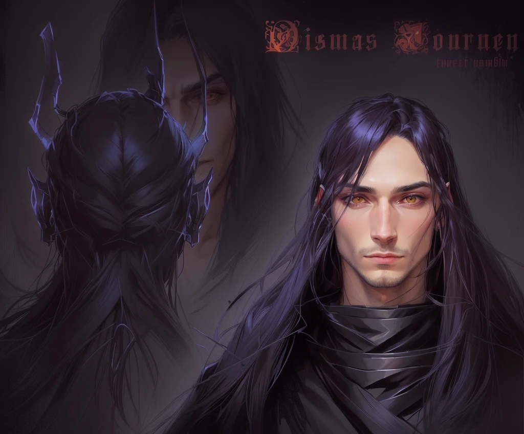 close-up drawing of a man with long hair, besides, What + conceptual art, portrait of a tiefling, DnD Character Concept portrait, portrait днд, finished conceptual art, published conceptual art, DnD Character Concept, demon soul conceptual art, Концептуальный portrait персонажа, inspired by José Comás Quesada, portrait, portrait демон получеловек, portrait персонажа dnd