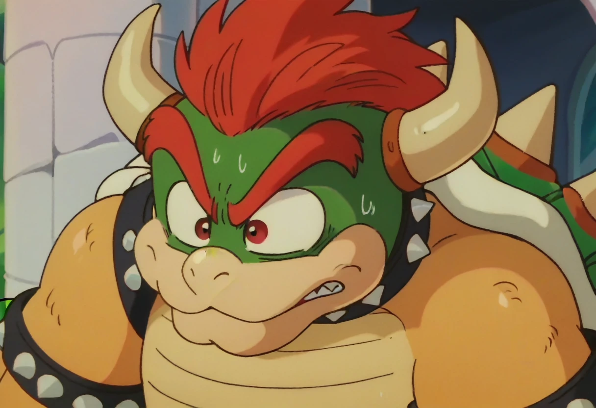 anime screencap,drgbls1, solo, Bowser, male,score_9, score_8_up, score_7_up, score_6_up.castle, upper body,sad