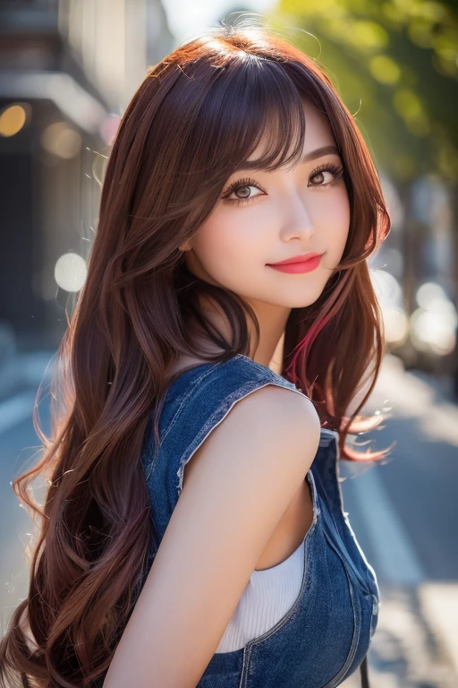 ((Real women)), folder、Round eyes、False eyelashes、Light wavy hair, correct、Darker lipstick、Pink lipstick、Striped Hair、Brown Hair、Red Hair、Blue Hair、(Dark blue hair)、(Gradient Hair)、Asymmetrical Hair、Hair behind the ear、Crossed bangs、Long Hair、おい尻までLong Hair、Long Hair、Straight bangs、Smooth, silky hair、Hair up on one side、とんでもなくLong Hair、Valletta、Light brown eyes、Ring Eye、Round eyes、Wicked Smile、A light smile、Surrealism、Cast a Shadow、Anaglyph、Stereogram、Extraordinary presence、Character Portrait、Subjective、Atmospheric perspective、Film Grain、Backlight、Exposure、Lens flare、、最high quality、超High resolution、超High resolution、Very realistic, masterpiece、correct、Textured skin、high quality、最high quality、Awards、32k, 髪のfolder、A light smile、Shy laugh、Redness in the ears、correct、Subjective、Shine、360° View、Very detailed、超High resolution、解剖学的にcorrect、masterpiece、Emphasize the chest、High resolution、High detail、Long eyelashes、A slight blush、Compensate, ((Full Body Shot))、Various poses、Shooting from a distance、