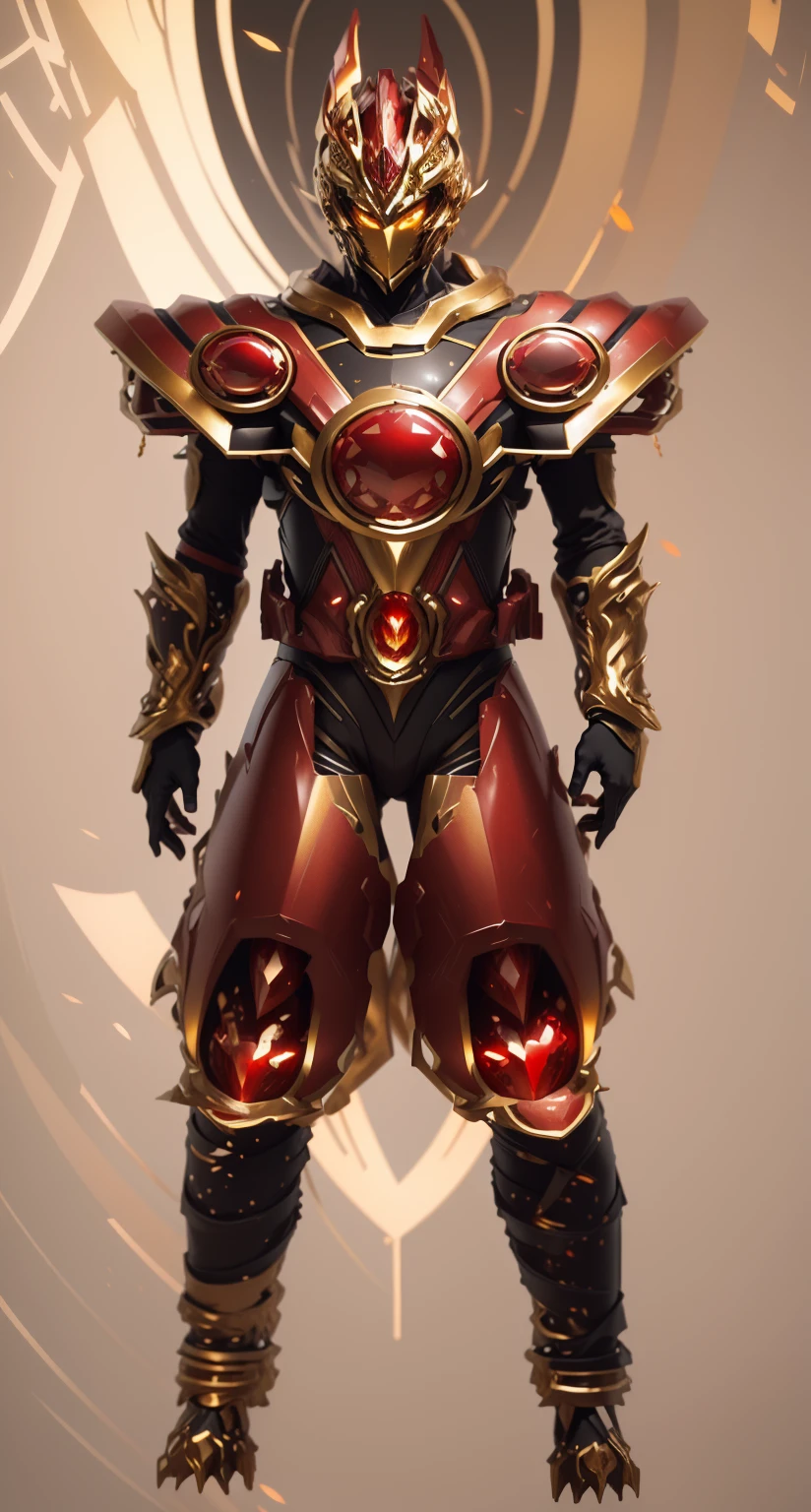 The color becomes gorgeous and deep,The color changes to red and amber with some gold added,Some red and amber with some extra gold(Ensure its layering and armor texture,Red is the dominant color,Add some gold for decoration)