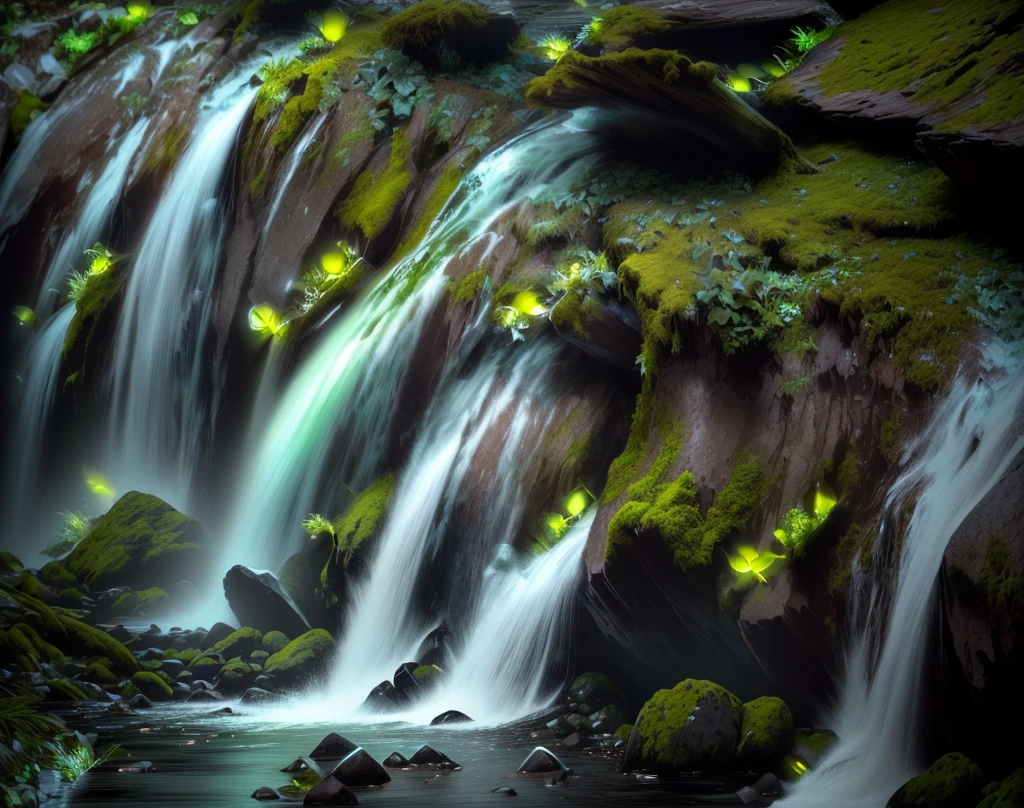 Close-up of a waterfall with moss growing on the rocks, water Flowing, Flowing water, water cascading, Water flow, waterfall Flowing from the stone, Small waterfall, Water flow, Small waterfalls, Water flow, small Flowing stream from wall, water swirling, Flowing, water powers water swirling, beautiful Flowing feeling, a river Flowing with waterfall