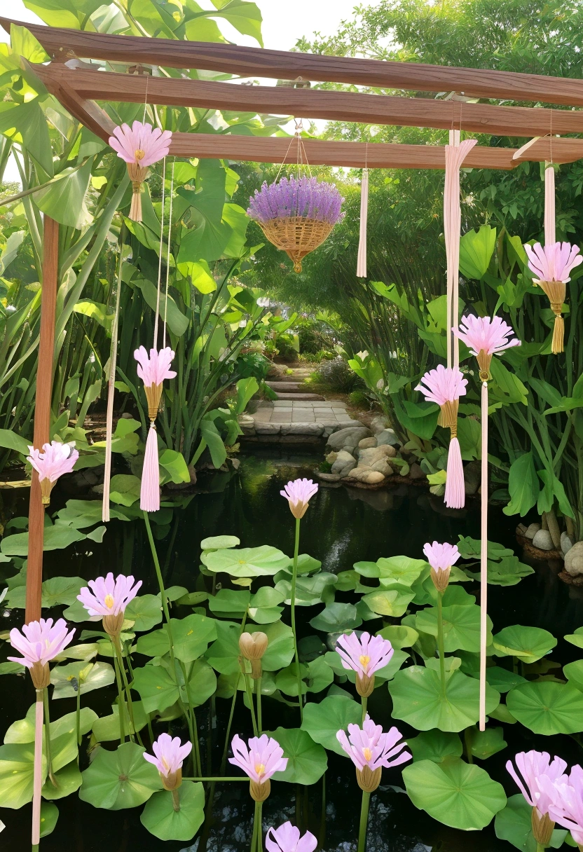 Water hyacinth flowers are a very beautiful flower,Its flowers are lavender,Very fresh and elegant。Water hyacinth has heart-shaped petals,There is a circle of yellow stamens in the middle of the flower,Very conspicuous。 The flowers of the water hyacinth flower have a unique shape,Like a little wind chime,very cute。The petals also have clear lines,Exudes a light fragrance,Very charming,The background is gold