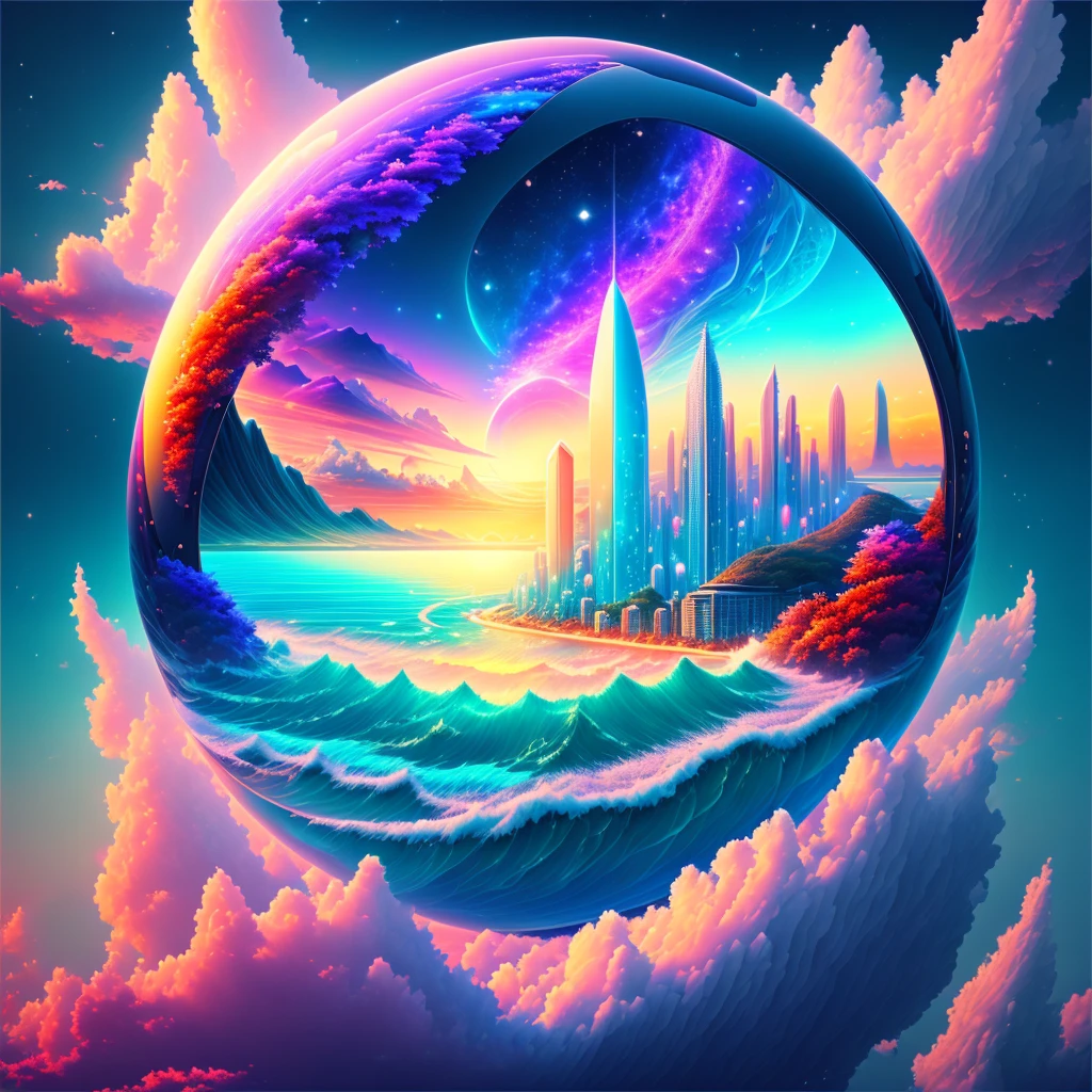 mysterious,world,新world、8K,Best Quality,A new dimension,Ocean,Future City,夢のworld,romantic,all,Colorful,perfection,