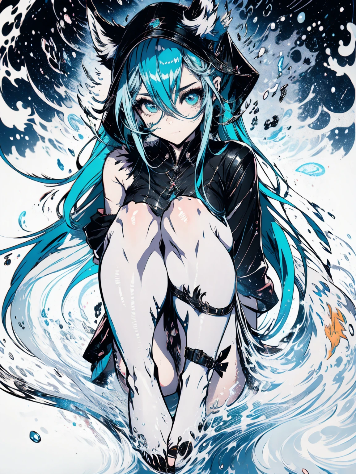 anime girl,tennage girl 18 years old, anime style, cute hatsune miku x suicune, centaurys girl,shy girl , kitsune ears, dark natasha art, city landscape, art by vixen aztra, full body high definition in details the best image quality, naked feet add_detail:1, prostitute girl add_detail:1, black bondage add_detail:1