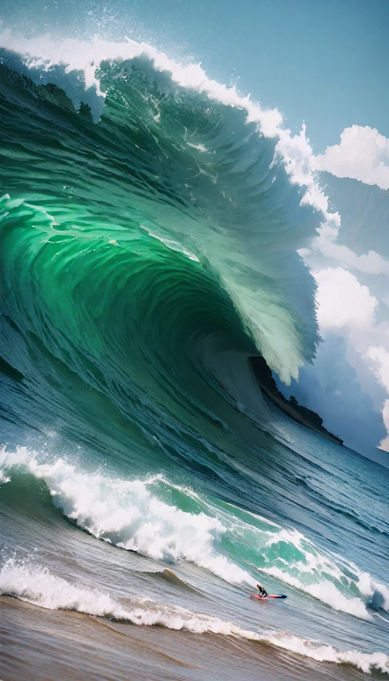 (8K, RAW photos, best quality, masterpiece: 1.4), (((The moment when the tsunami engulfed the isolated island)))，Ultra-high resolution, Extremely detailed, light, (Raging waves, The waves are green:1.2), Green water, High-quality shadows, Natural Lighting, (White highlights:1.2), cloudy day, (islands:1.2), (Overlooking:1.2)