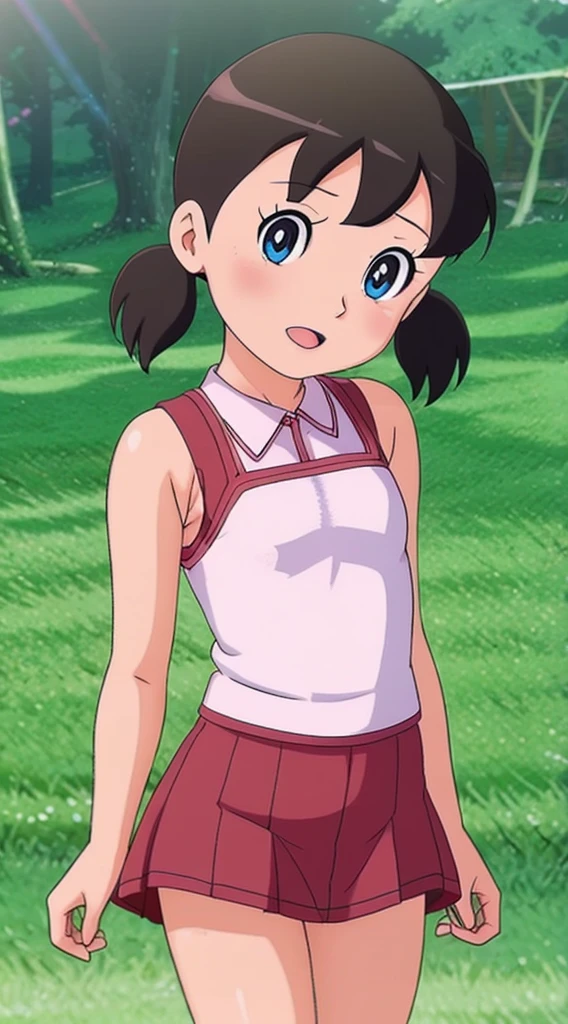 anime girl with black red hair and blue eyes wearing a vest, shizuka,hot,render of april, sayori, close up iwakura lain, 8k portrait render, render of a cute 3d anime girl, photorealistic anime girl render, smooth anime cg art, close up of a young anime girl, anime visual of a cute girl, rin, anime moe artstyle