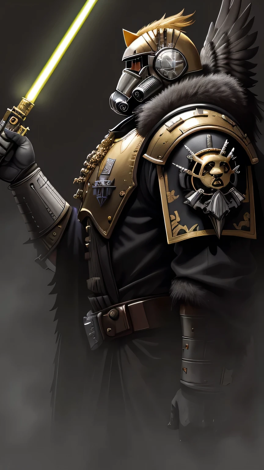 warhammer 40k star wars wallpaper, Canon EOS 5D Mark IV Style, Gothic Grade, Close-up Intensity, Grey and Gold, Fancy costumes,Golden Eagle Coat of Arms, Shot with 70mm --ar 16:9 --q 2 --s 1000
