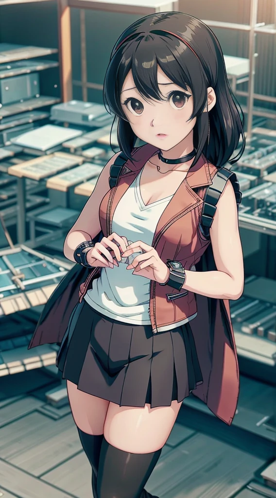 anime girl with black red hair and  eyes wearing a vest, render of april, shizuka,hot,sayori, close up iwakura lain,big , 8k portrait render, render of a cute 3d anime girl, photorealistic anime girl render, smooth anime cg art, close up of a young anime girl, anime visual of a cute girl, rin, anime moe artstyle
