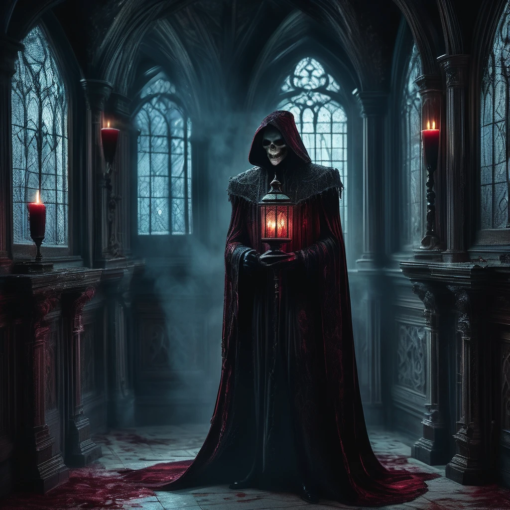Picture a medieval dark fantasy vampire prowling through a grand, decaying mansion cloaked in shadows and secrets. His presence is both regal and predatory, dressed in aristocratic attire of rich velvet and lace that contrasts sharply with the crumbling decadence of his surroundings. Pale moonlight filters through stained glass windows, casting ethereal hues upon the dusty corridors lined with portraits of long-forgotten ancestors.
The vampire's features are sharp and elegant, with piercing eyes that gleam with a hunger as old as time. His fangs glisten in the dim light, hinting at the primal urge that drives him. Around him, the air is thick with the scent of old books and aged wood, mingling with the faint aroma of blood that lingers on his breath.
In one hand, he holds a goblet filled with crimson wine, its liquid swirling like liquid rubies under the flickering candlelight. A sense of quiet malevolence permeates the air, heightened by the distant echoes of whispers and the soft rustling of moth-eaten curtains. Shadows dance upon the walls, casting fleeting illusions of movement and life in the mansion's forgotten halls.
Capture the timeless and haunting presence of this medieval dark fantasy vampire as he navigates the labyrinthine corridors of his ancestral home, where echoes of the past and present intertwine in a dance of seduction, danger, and eternal longing."