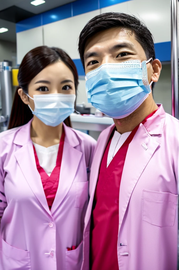 Male dentist and female dental hygienist 2people A good business partner 日本people系 Wearing a lab coat Wearing medical scrubs Upper body close-up high resolution high resolution Highest quality 日本people Harmony々 Masks not worn