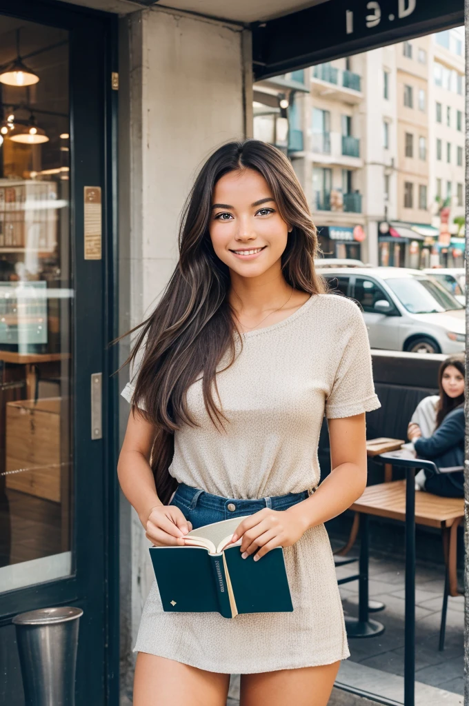Imagine a young woman with sparkling eyes and a warm smile, her hair flowing in the breeze. Perhaps she's lost in a good book in a quiet corner of a coffee shop, or maybe she's exploring a bustling city street, camera in hand.