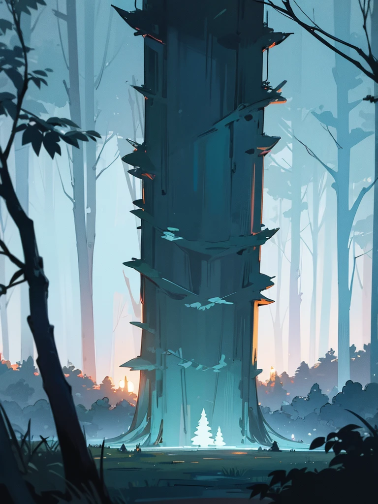 Closed forest environment background at night. Glibli studio style and MIR studio