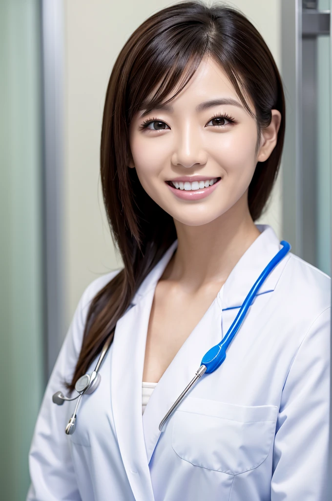 Male dentist　Female Dental Hygienist　２people　日本people　Handsome Men and Beautiful Women　Doctor wearing a white coat　Upper body close-up　high resolution　high resolution　Highest quality　smile　
