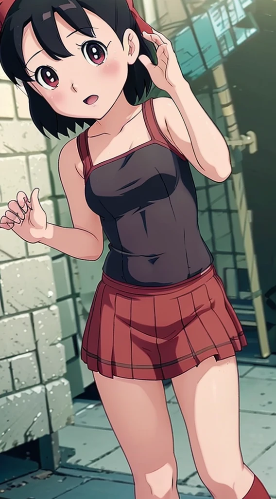 anime girl with black red hair and eyes wearing a vest, render of april, shizuka,hot,sayori, sexy dress,close up iwakura lain,big boobs, 8k portrait render, render of a cute 3d anime girl, photorealistic anime girl render, smooth anime cg art, close up of a young anime girl, anime visual of a cute girl, rin, anime moe artstyle