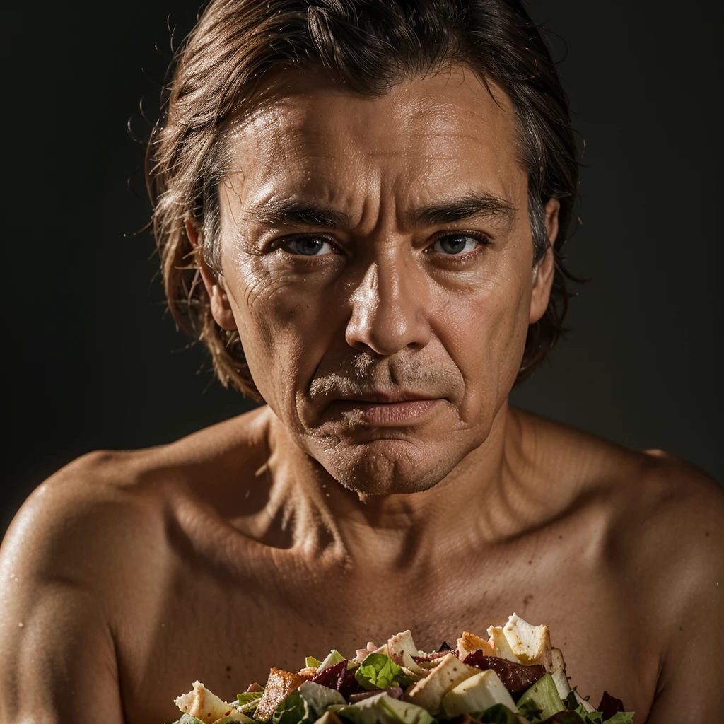 Medium-sized display, Medium shot, Written border depth, Break, Upper Body, angle, masterpiece, angle, (RAW photos, best quality), best quality, Very detailed, CG, 8k wallpaper, Vicissitudes, Older male protagonist,80 years old,Solitary, Divide salad, Look directly at the audience, front