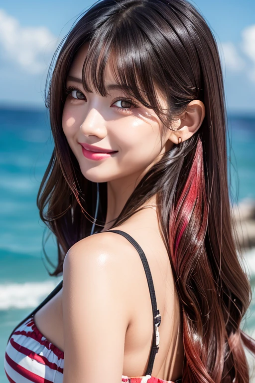 (((A real beauty))), Black Hair、folder、Round eyes、False eyelashes、Light wavy hair, correct、Pink lipstick、Striped Hair、Brown Hair、Red Hair、Blue Hair、(Dark blue hair)、(Gradient Hair)、Asymmetrical Hair、Hair behind the ear、Crossed bangs、Long Hair、(お尻までLong Hair)、Long Hair、Straight bangs、Smooth, silky hair、Hair up on one side、とんでもなくLong Hair、Valletta、Light brown eyes、Ring Eye、Round eyes、Wicked Smile、A light smile、Surrealism、Cast a Shadow、Anaglyph、Stereogram、(Extraordinary presence)、Character Portrait、Subjective、Atmospheric perspective、Film Grain、Backlight、Exposure、Lens flare、、最high quality、超High resolution、超High resolution、Very realistic, masterpiece、correct、Textured skin、high quality、最high quality、Awards、32k, 髪のfolder、Cunning、A light smile、Shy laugh、Redness in the ears、correct、Subjective、Shine、360° View、Very detailed、超High resolution、解剖学的にcorrect、masterpiece、Emphasize the chest、High resolution、High detail、Long eyelashes、A slight blush、Compensate, (((Full Body Shot)))、Various poses、Shooting from a distance、Various angles of view、