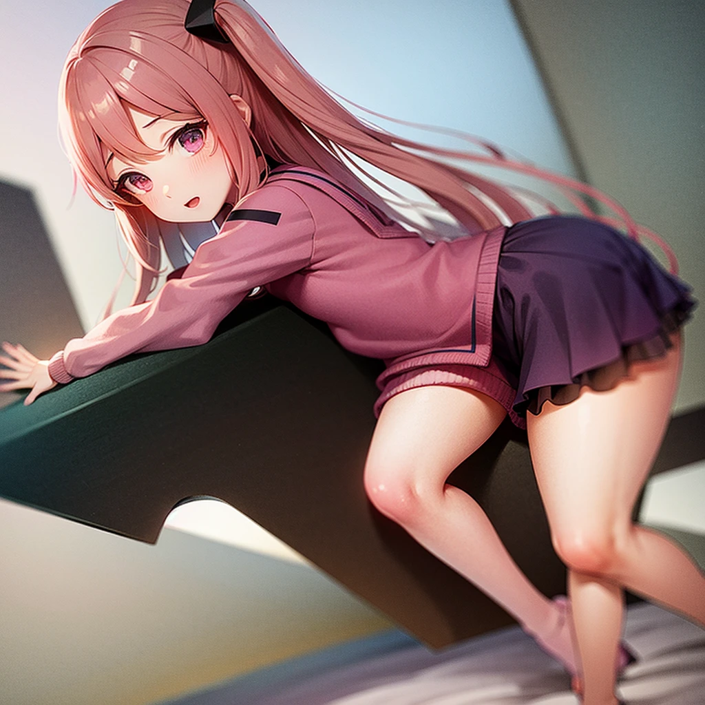 cute anime chan in pink colors