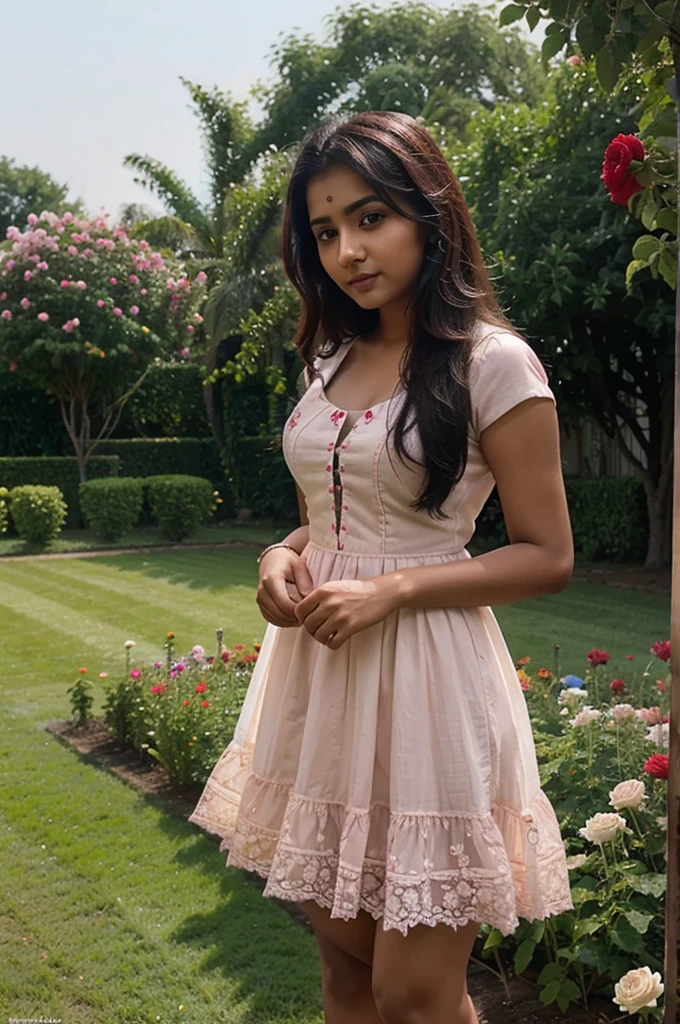 A Indian girl take a selfie in trial room, she pari a kurti and pant , her phone model is Vivo y 15