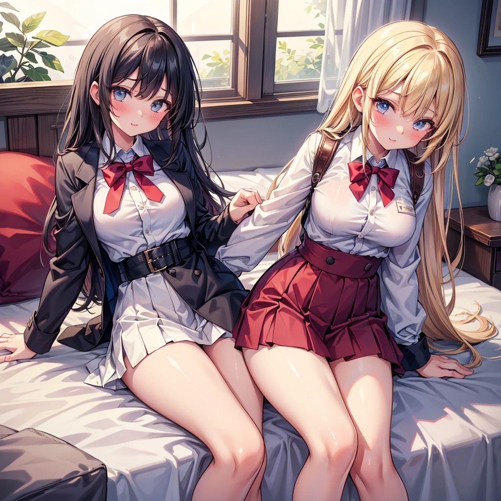 Best Quality,8K,middle School girls,「a boy is grabbing girl’s breasts from behind」valley,Naughty Girls,Beautiful girls,beautiful girl,Absurd,Uniform white shirt,Perfect Face,Horny girl,masterpiece,Bed in the room,Adult