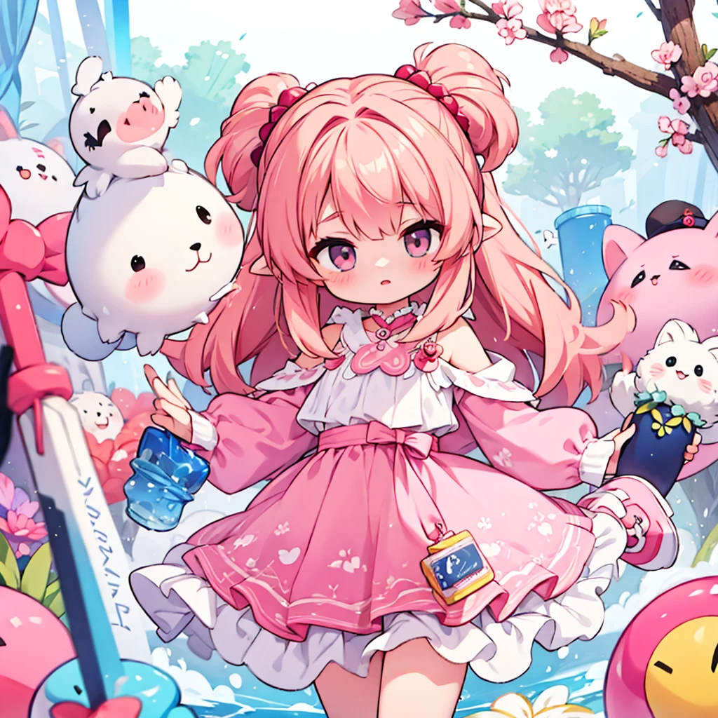 cute anime chan in pink colors