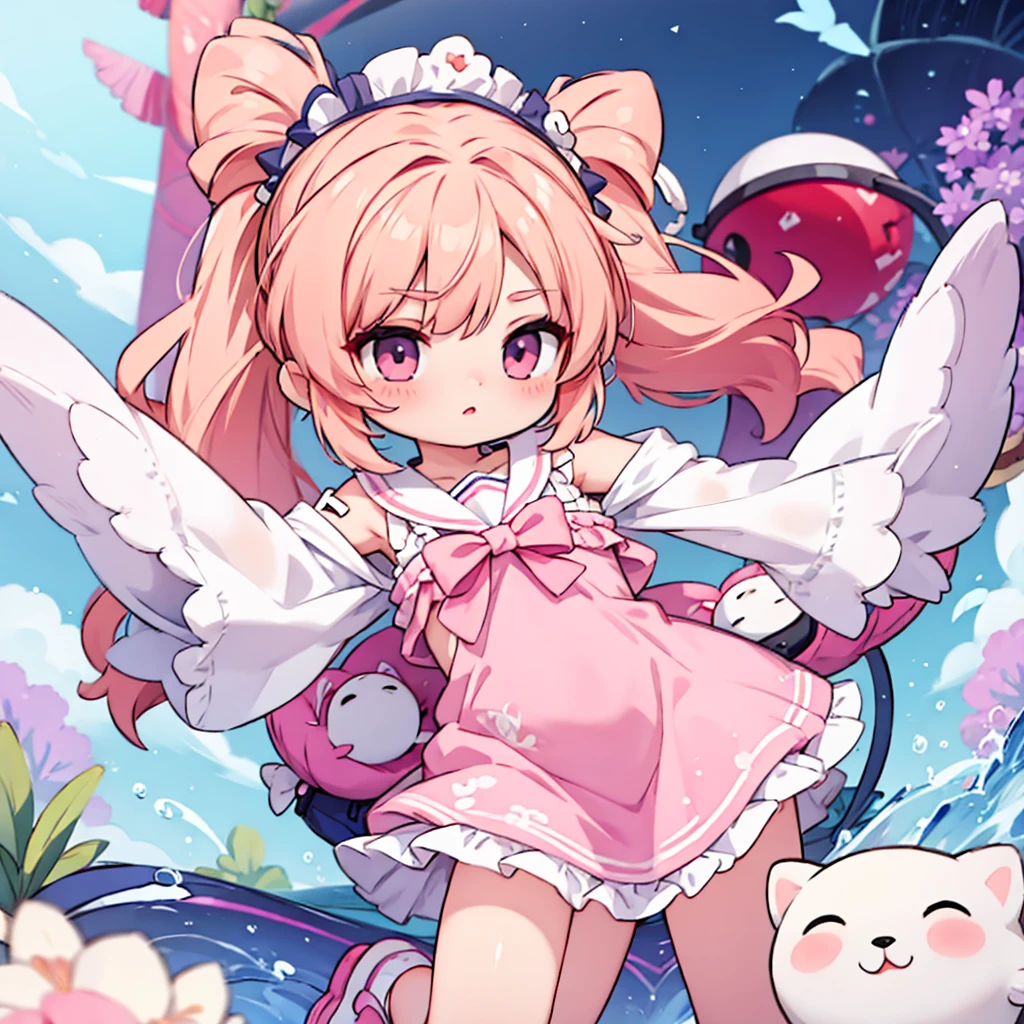 cute anime chan in pink colors