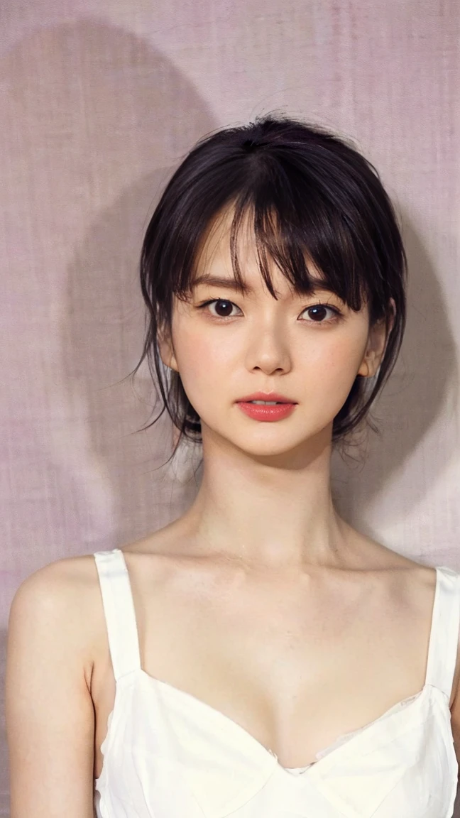 (8k、RAW Photos、highest quality、masterpiece:1.2)、(Realistic、Realistic)、1 Japanese girl、(Short hair)、((Black Hair))、((White Lingerie))、((Petite Woman))、(((Small Breasts)))、Lots of eyelashes、Glowing eyelids、skeletally correct