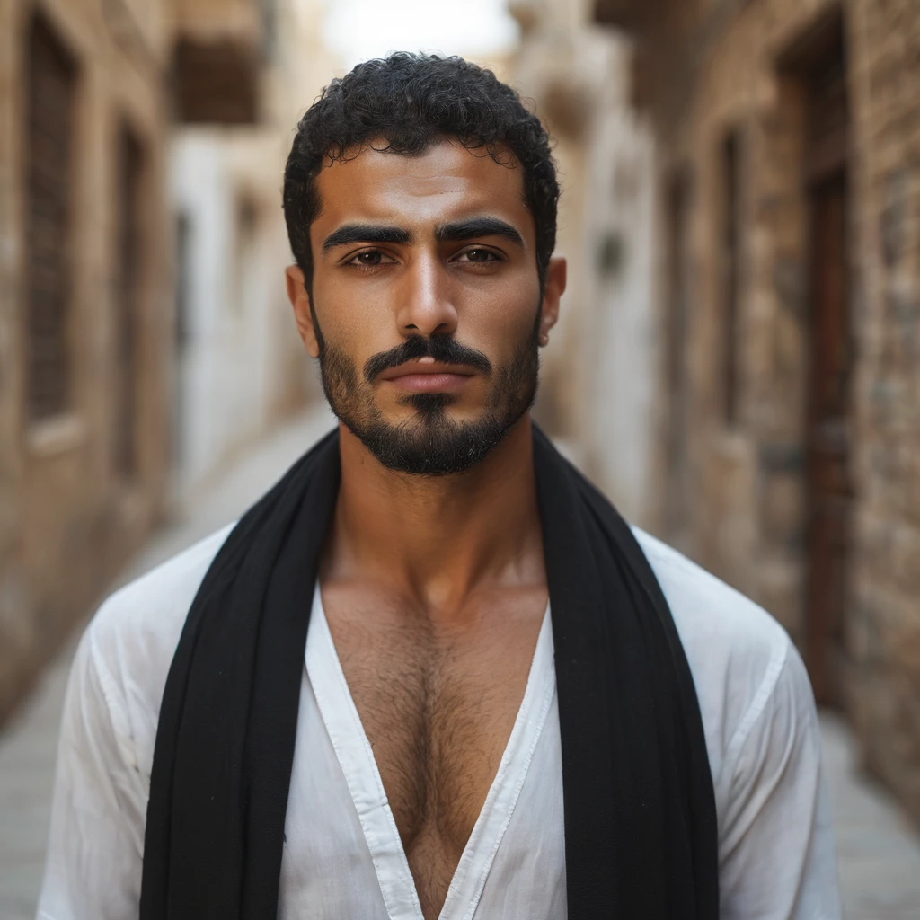 handsome,masculine,arabic,man, without mustaches 