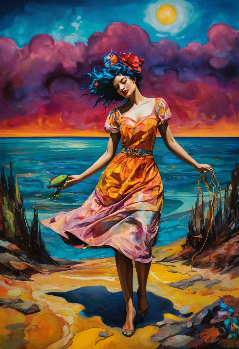 (Artistic Masterpiece of Romantic Life) ( (Themed Art of Life) ( (Conceptual Art) (NFT Exclusive) (Fauvism Work) ()”) Where visual poetry transcends traditional boundaries and embraces the dynamic interplay between creativity and technology Takes),dripping paint,darkart,style, in the style of esao andrews