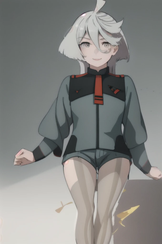 (masterpiece, Highest quality:1.2), alone, One girl, Myolin Remblanc, smile, View your viewers, Long Hair, Defmyolin, Green jacket, Red tie, Green shorts, pantyhose