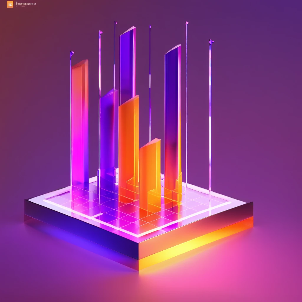 ((best quality, masterpiece)),newsafeiconv2, black safeicon, blender, octane render, C4D, icon, isometric, (server:1.2),transparent glass texture, orange, orange to purple gradient, frosted glass, transparent technology sense, studio_light, Exquisite details, stunning details, flowing orange light, (black background:1.2), simple background,high contrast, data visualization, charts, 3D bar chart, pie chart, futuristic, neon colors Show less