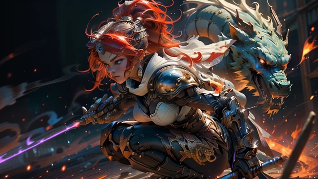 add another girl facing the opposite direction also in a crouching battle stance, ready for battle