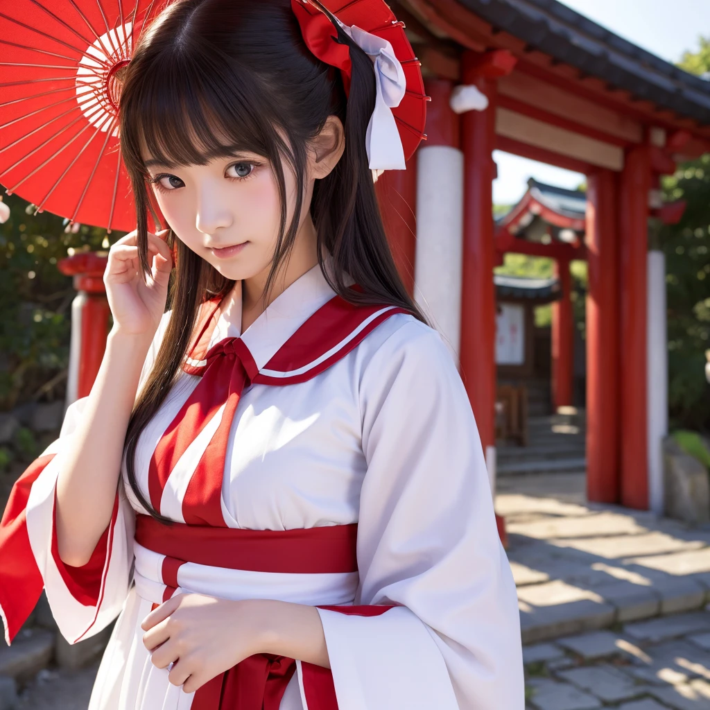 Love Shrine Shrine maiden high resolution A delicate touch beautiful girl Upper body close-up